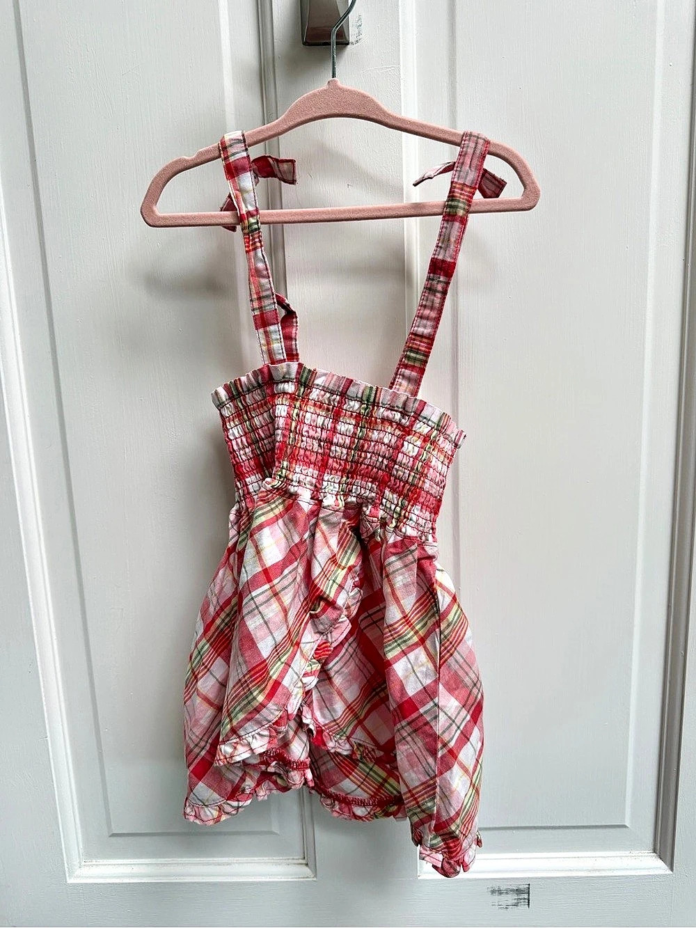 Janie & Jack 4T Girls Red White Plaid Tulip Camisole Blouse Top Shirt